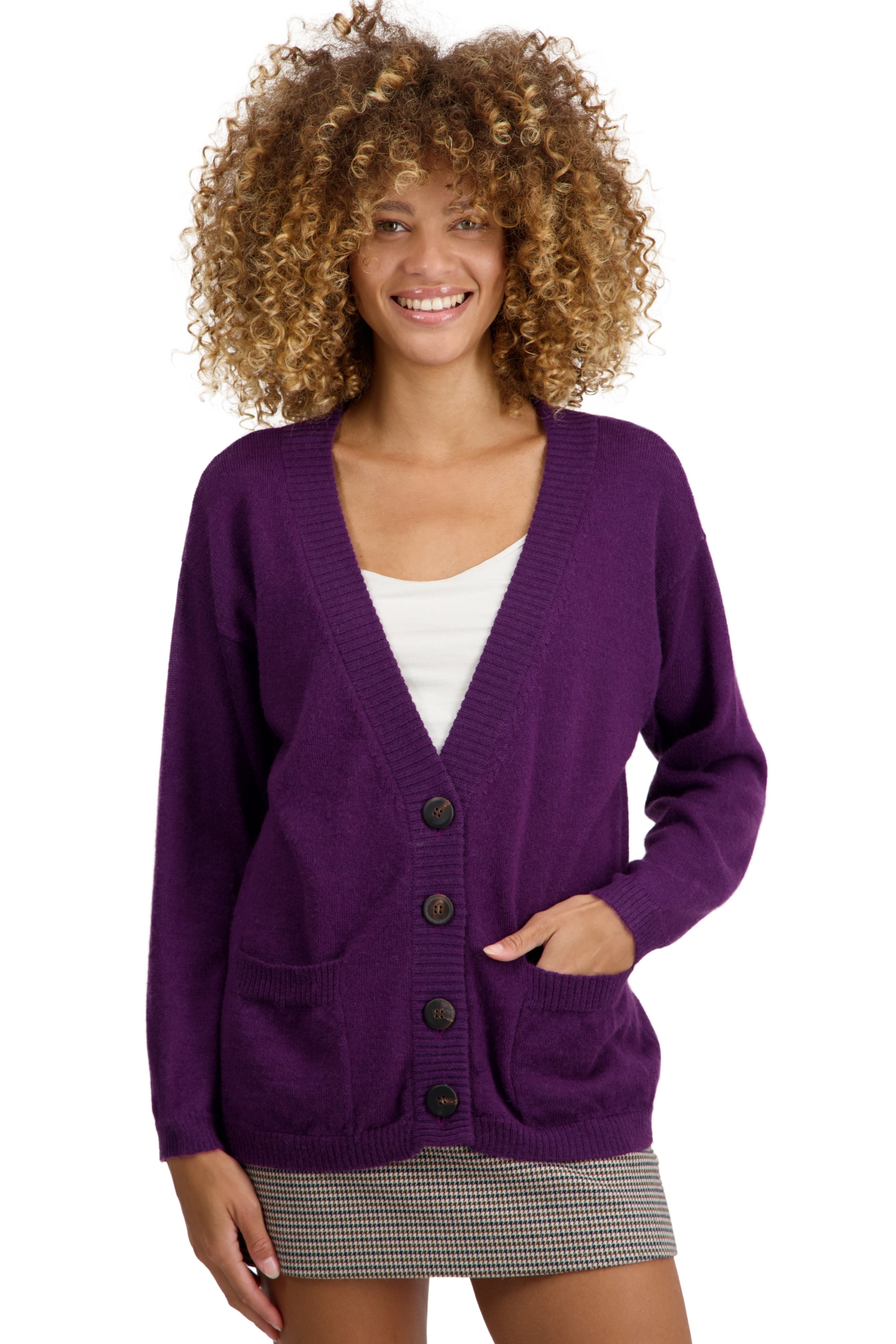 Baby Alpakawolle kaschmir pullover damen strickjacken cardigan toulouse violett 2xl